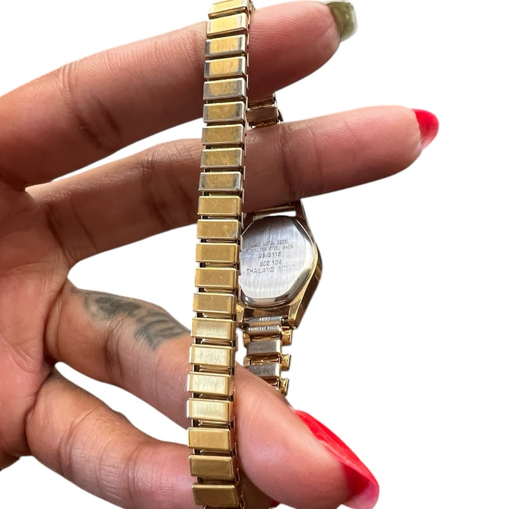 Vtg. Armitron Watch Gold Tone Black Oval Dial Stretchy Band🦎🌵 - Picture 6 of 12